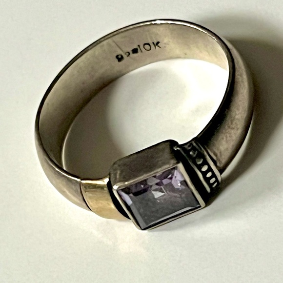 🌀vintage silver detailed ring with purple jewel - Picture 4 of 8